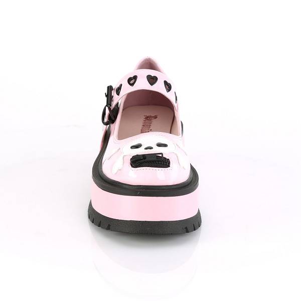 Demonia Slacker-27 Baby Pink Hologram Schuhe Herren D602-871 Gothic Mary Jane Schuhe Plateau Pink Deutschland SALE